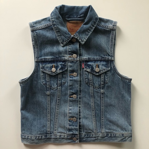 Levi’s Denim Jean Medium Blue Wash Vest - Picture 1 of 6